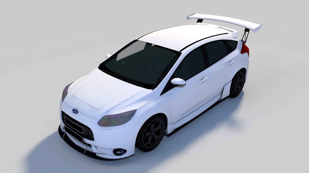 白色福特两厢赛carC4D模型 Ford Fox