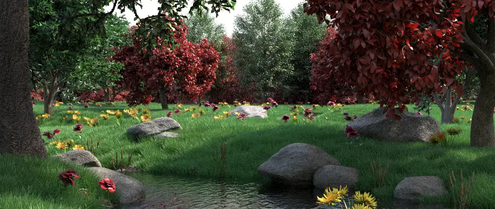 公园树林C4D Redshift场景模型 Forest