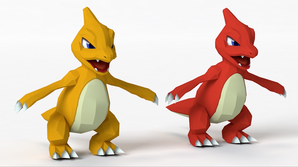 火恐龙 卡通小龙 低面恐龙C4D模型 Charmeleon