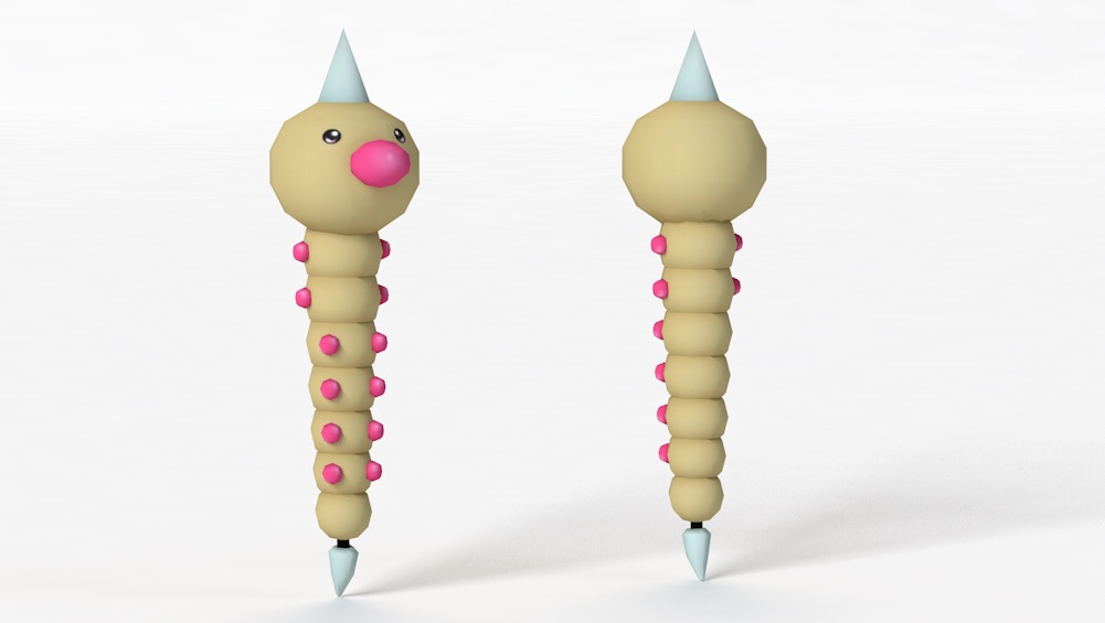 卡通虫子 毛毛虫卡通角色形象 独角虫C4D模型 Weedle