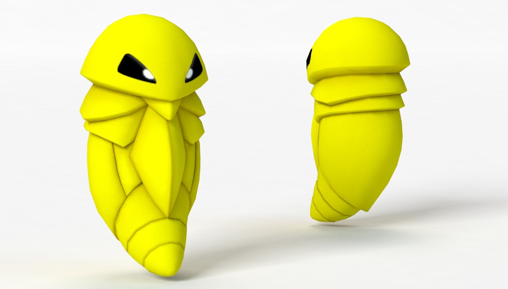 卡通虫蛹 铁壳蛹C4D模型 Kakuna