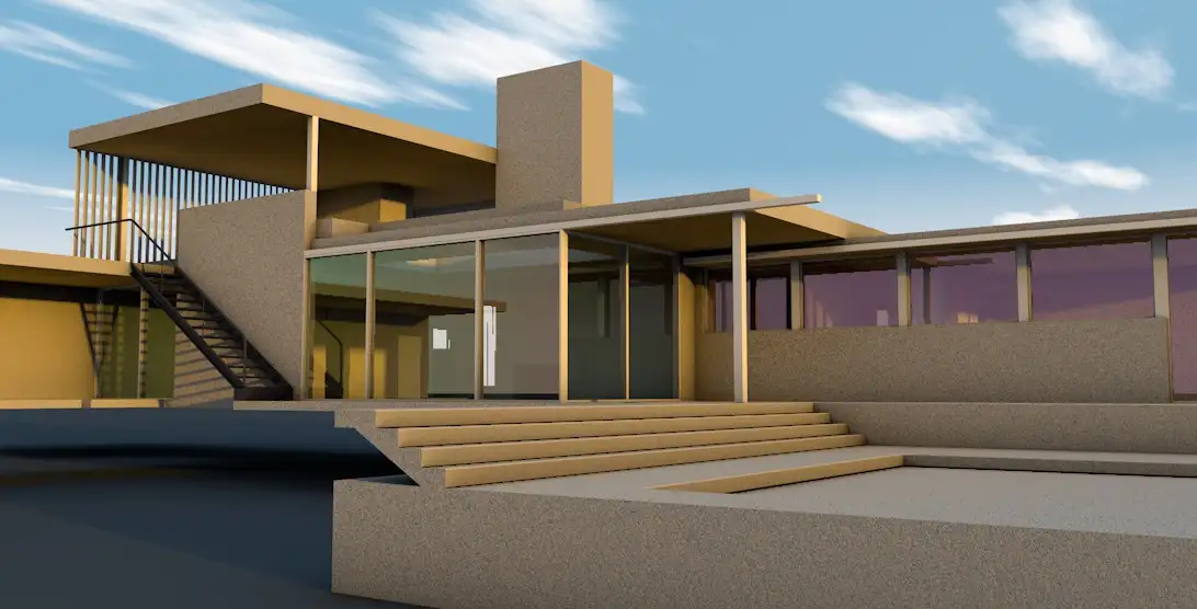 别墅 时尚建筑C4D模型 Fashion architecture