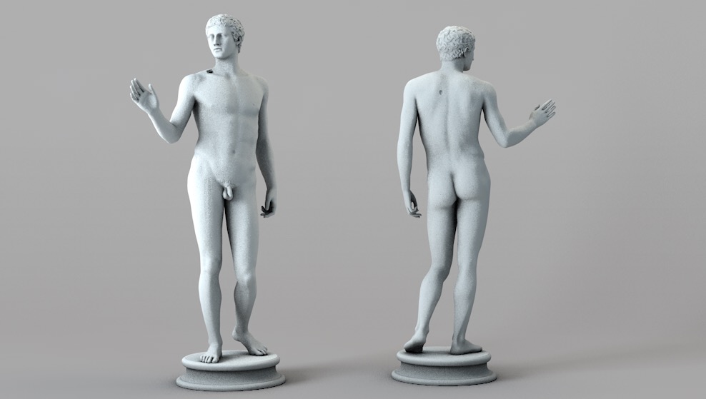 外国人像雕塑 挥手裸体男性雕像C4D模型