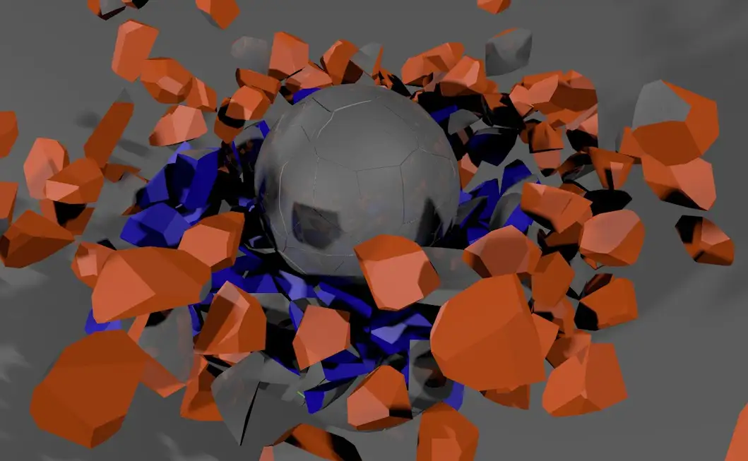 C4D R18圆球相撞破碎动画工程文件 Collision with Voronoi Fracture
