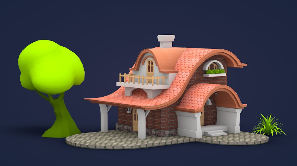 卡通房子 卡通别墅C4D模型 Cartoon house - C4D之家 - 屏幕快照 2017-11-12 19.08.33.jpg