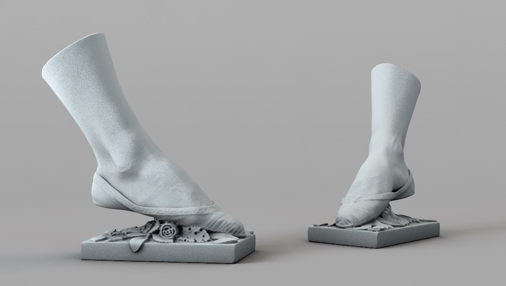 跳舞者的脚部特写雕塑 芭蕾舞鞋雕塑C4D模型 Ballet Foot Close-up