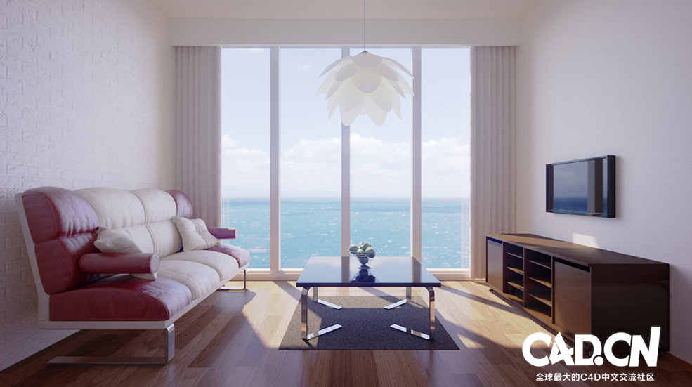 沿海观景房C4D客厅模型 A living room 3d model