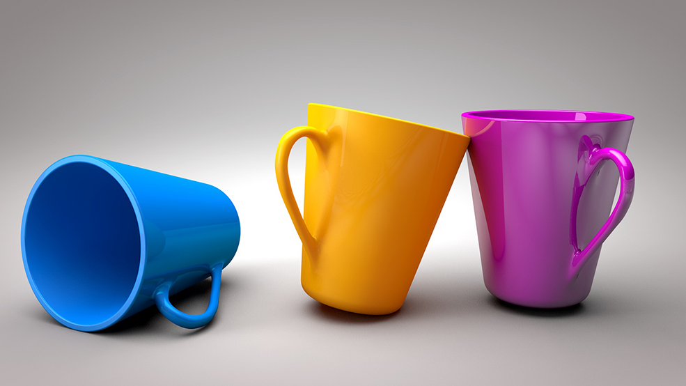 3个亮丽颜色的马克杯C4D模型 Mug 3d model
