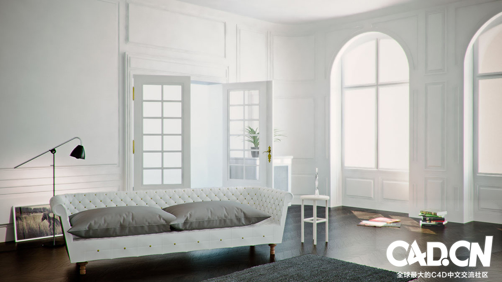 C4D室内渲染模型：欧式客厅C4D模型 Antique Interior Vray For Cinema 4D