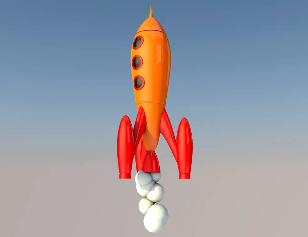 C4D卡通火箭起飞动画工程文件 retro rocket