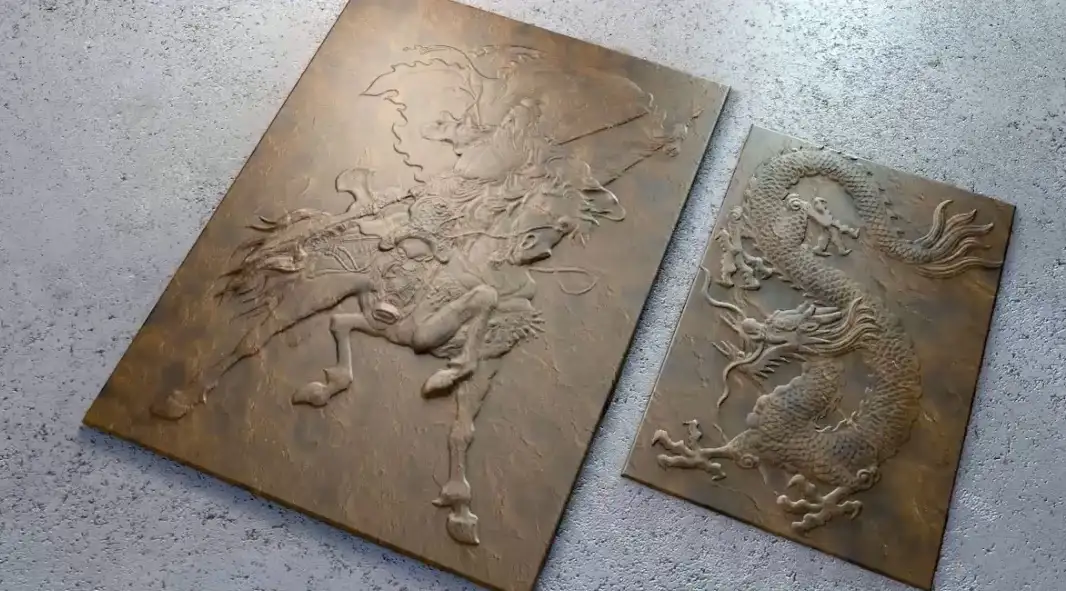 C4D使用置换制作浮雕效果的石木雕教程