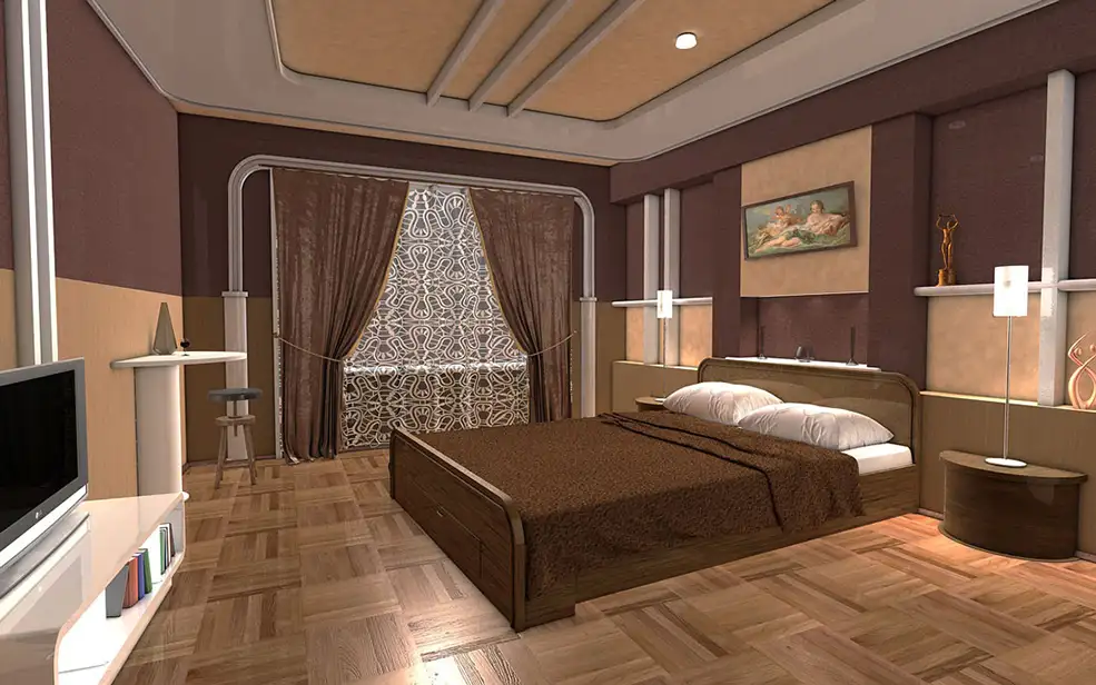 C4D室内渲染 卧室C4D模型 Bedroom 3d model