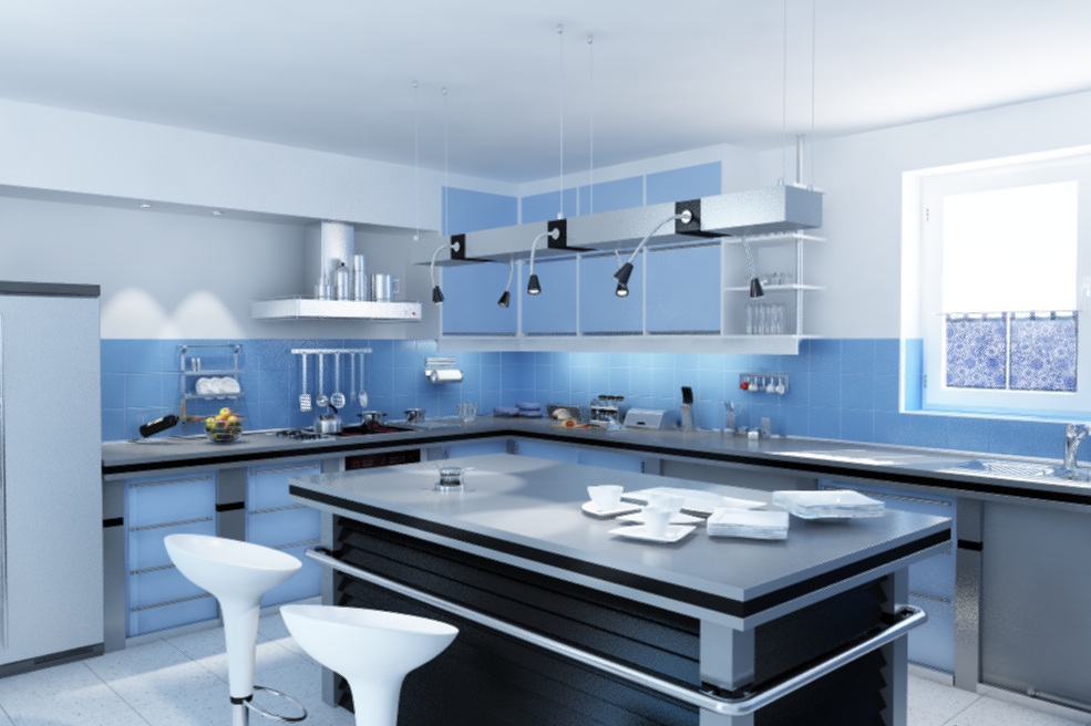 C4D室内模型：蓝色风格厨房C4D模型 kitchen hitech 3d model - C4D之家 - 0.jpg