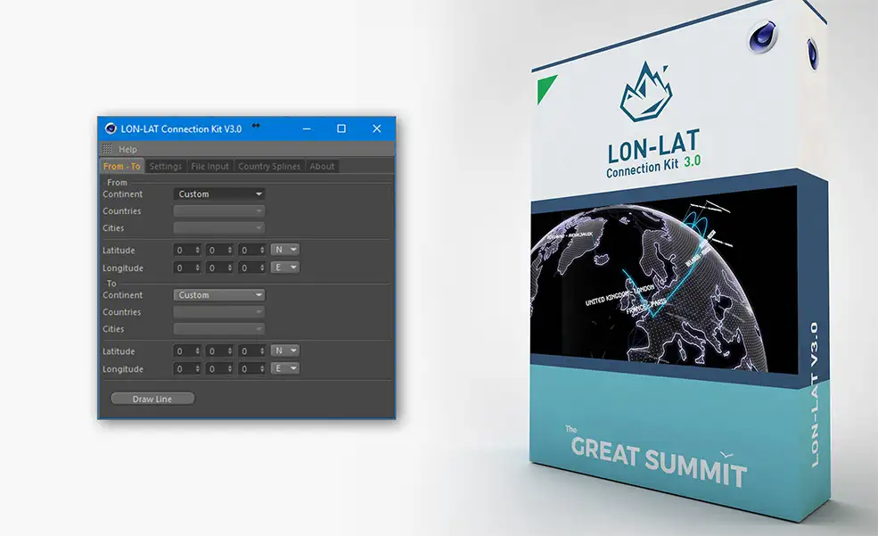 C4D地球地点连线插件 TGS Lon-Lat Connection Kit V3.0 For Cinema 4D R16-R19