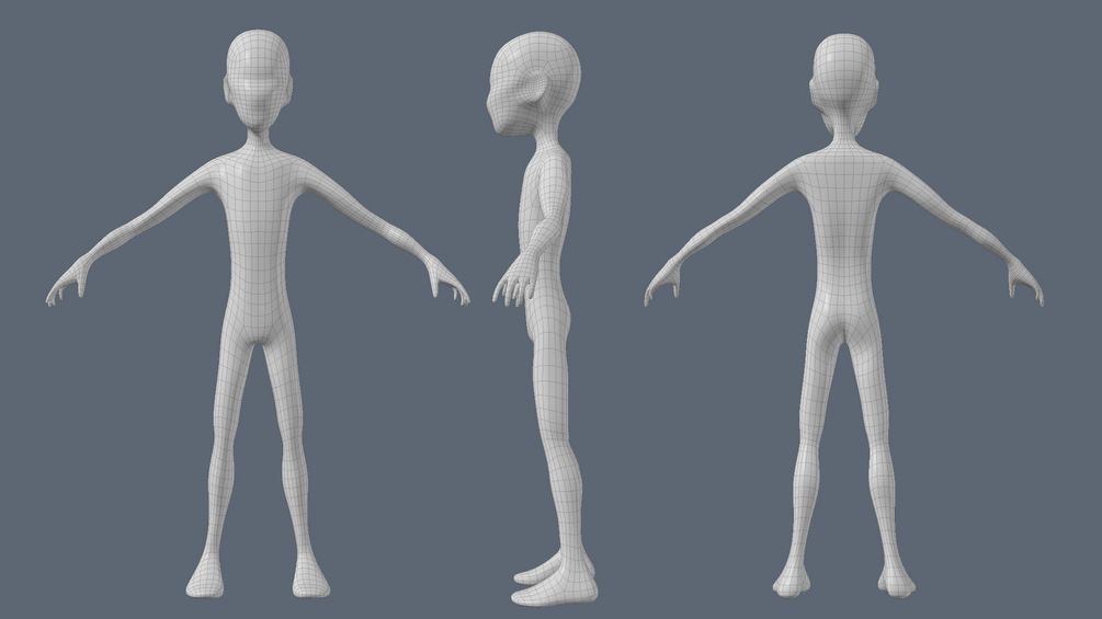 卡通男性人体模型 外星人躯体C4D模型 Stylized Male