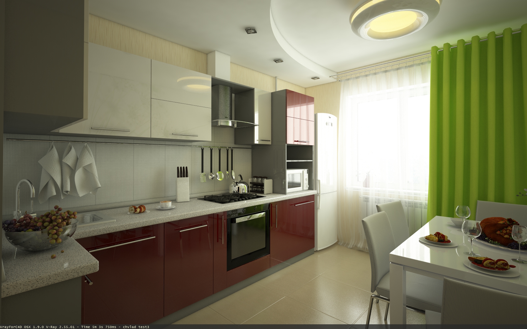 C4D室内模型：时尚餐厅厨房渲染模型 Kitchen Pospelov c4d model