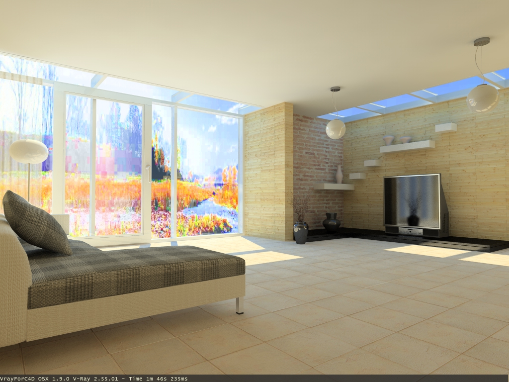C4D室内模型：客厅模型渲染 A living room - C4D之家 - scena_holl.jpg