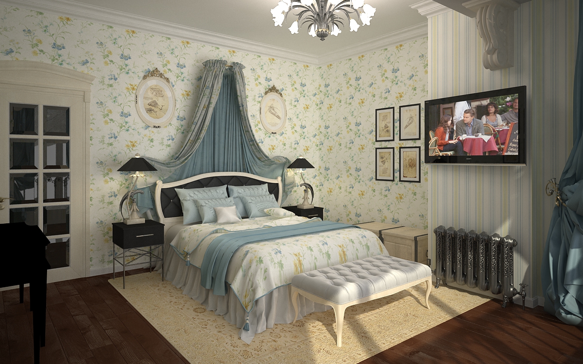 C4D室内模型渲染：地中海风格卧室渲染 bedroom Provans 3d model