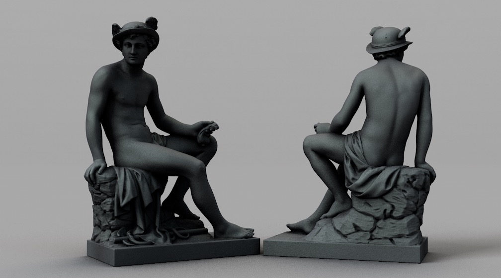 国外人像雕塑 坐着的人雕塑C4D模型 Mercury Sculpture