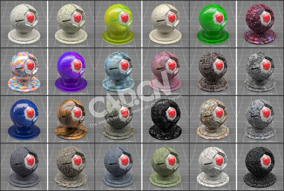 135个C4D Redshift渲染器材质预设 The Pixel Lab – Redshift C4D Material Pack - C4D之家 - 未命名-4.jpg