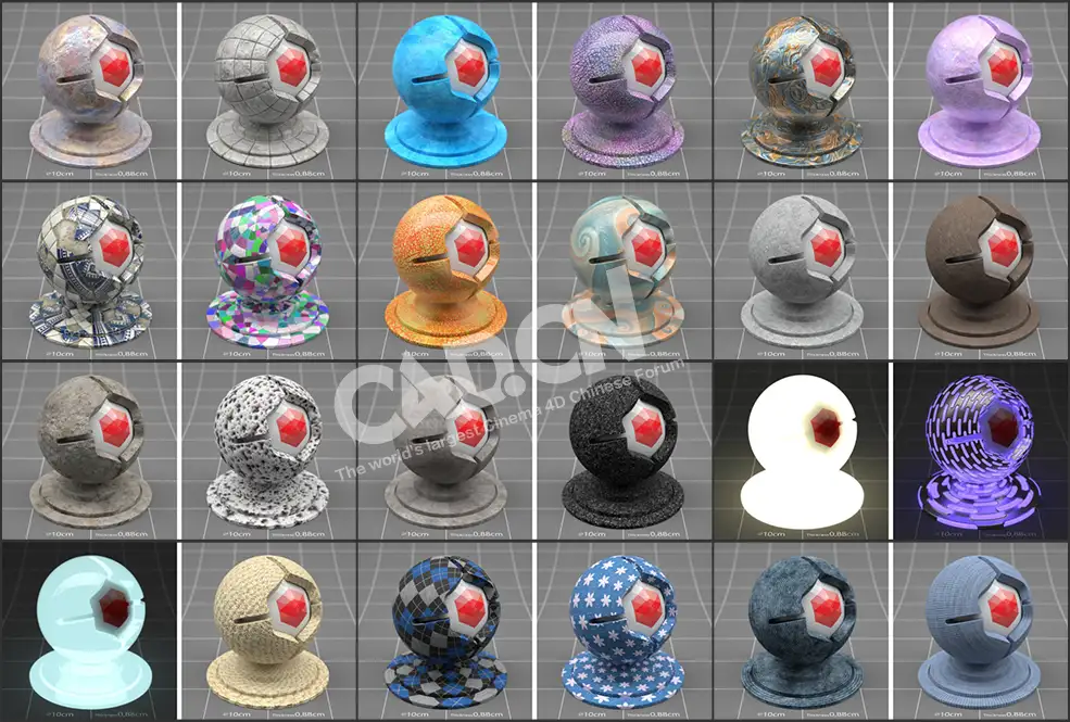 135个C4D Redshift渲染器材质预设 The Pixel Lab – Redshift C4D Material Pack - C4D之家 - 未命名-1.jpg