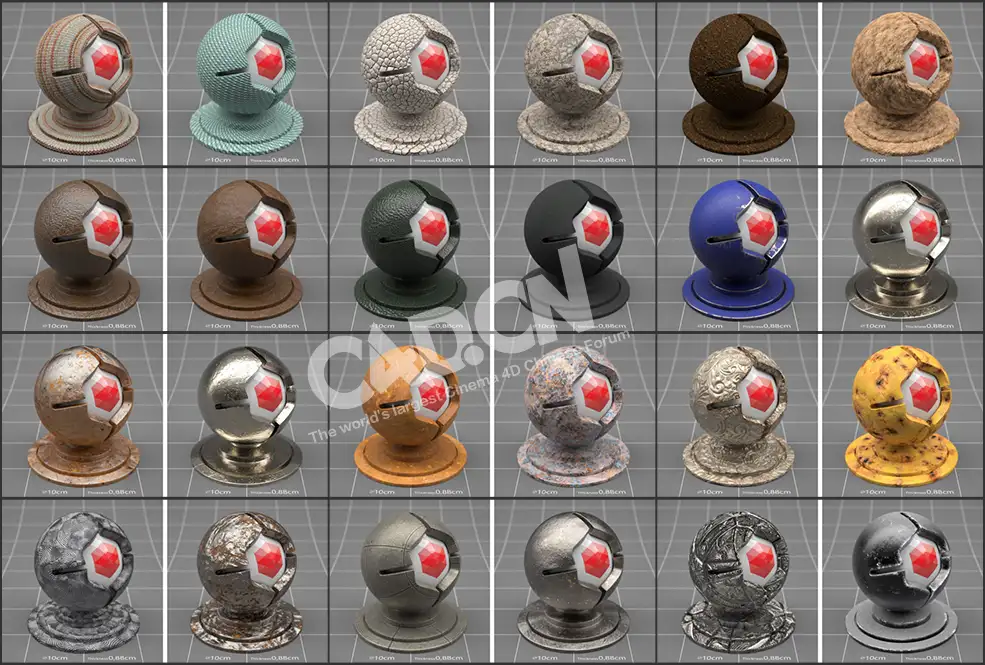 135个C4D Redshift渲染器材质预设 The Pixel Lab – Redshift C4D Material Pack