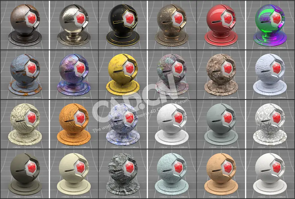 135个C4D Redshift渲染器材质预设 The Pixel Lab – Redshift C4D Material Pack - C4D之家 - 未命名-3.jpg