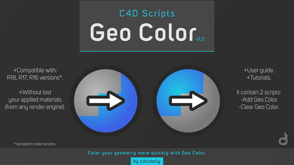 C4D快速添加色彩脚本 Geo Color - Scripts Package v1.0 - C4D之家 - 01.jpg