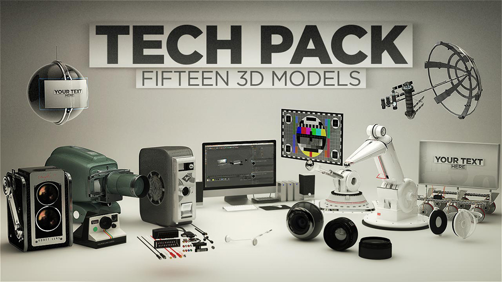 15个C4D科技模型预设包 The Pixel Lab – Technology Pack
