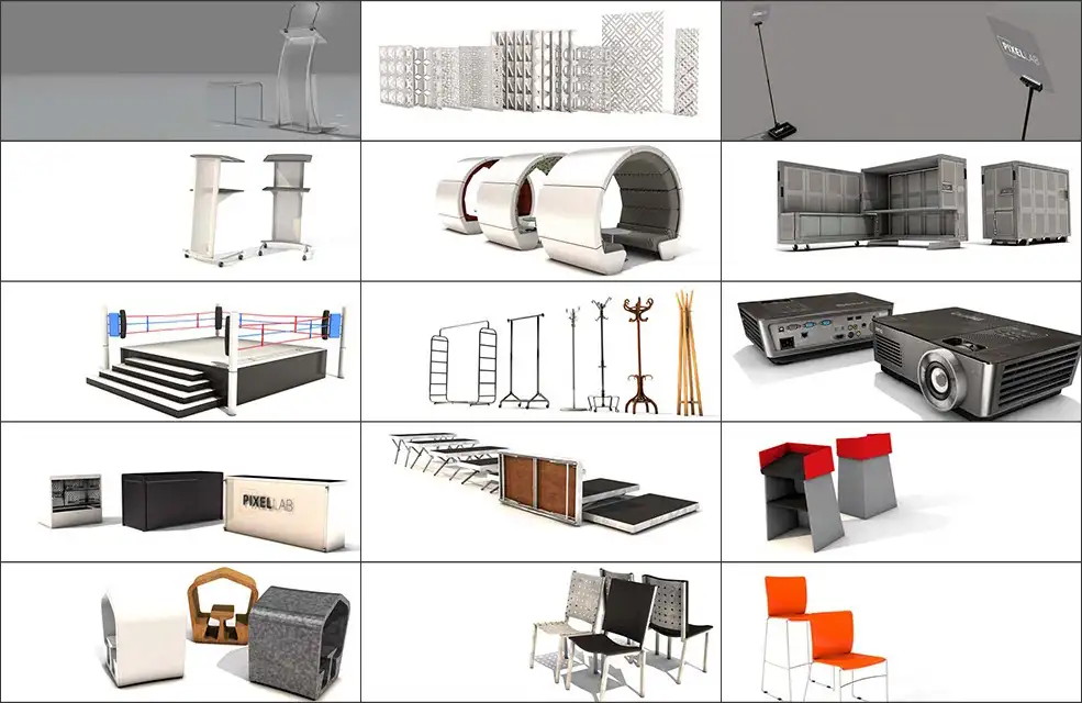 50个C4D会议会场模型预设合集 The Pixel Lab – Events and Venues Pack For C4D