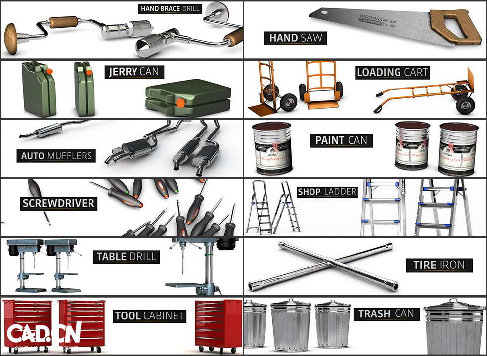 汽车维修设备 维修工具C4D模型 The Pixel Lab – Garage Pack For C4D - C4D之家 - 未命名-2.jpg