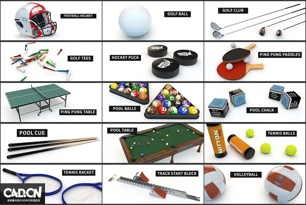 30个C4D体育运动健身模型预设合集 Sports Pack: 30 C4D Models | The Pixel Lab - C4D之家 - 未命名-2.jpg