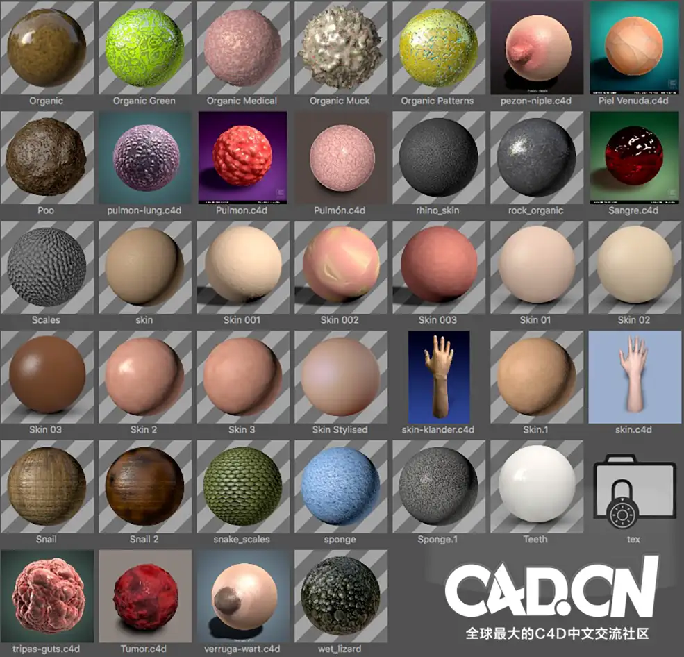 C4D超级材质预设包含有2058个材质球 Cinema 4D Standard Materials Bundle - C4D之家 - 屏幕快照-2018-01-08-19.59.03.jpg