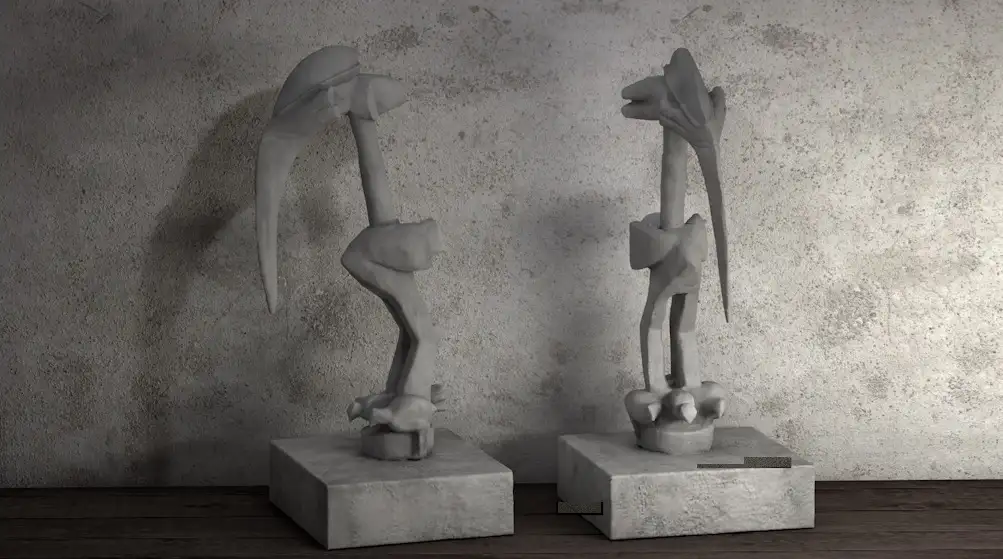 抽像鸟雕塑摆件C4D模型 Bird Figurine
