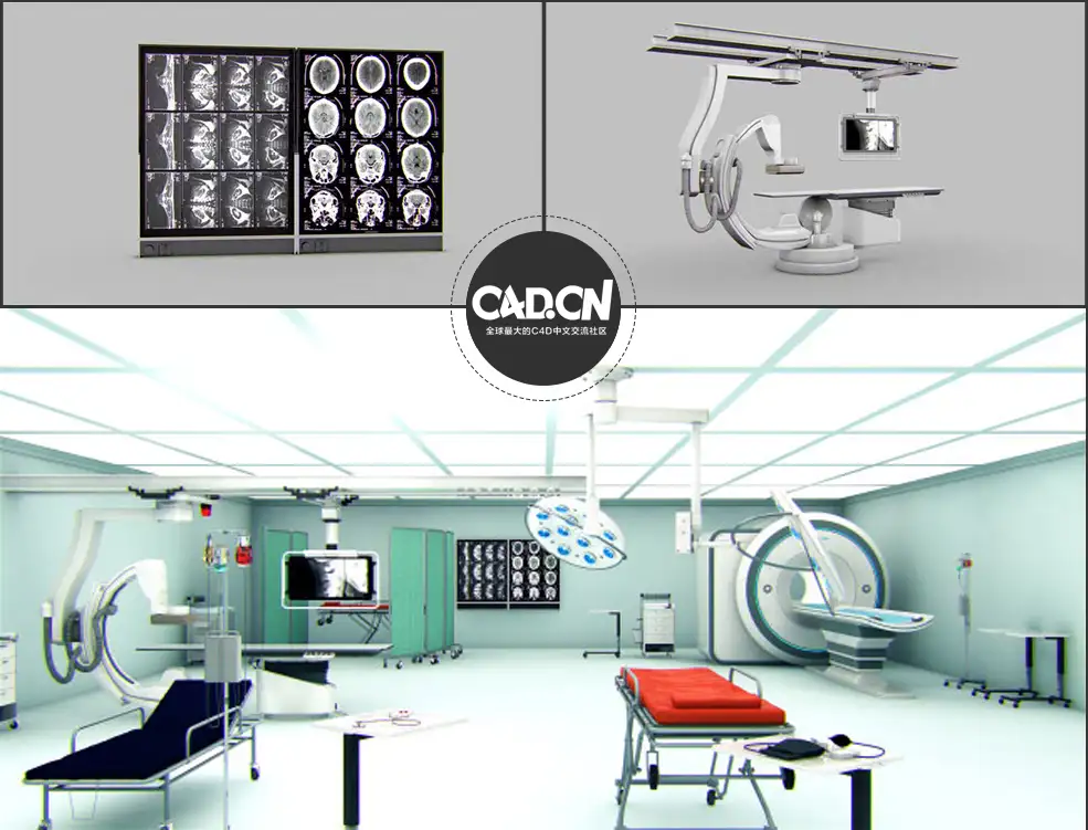 20套C4D医疗器械模型 病床 听诊器 CT设备 血压监测 Medical Pack: 20+ C4D 3D Models - C4D之家 - 未命名-4.jpg