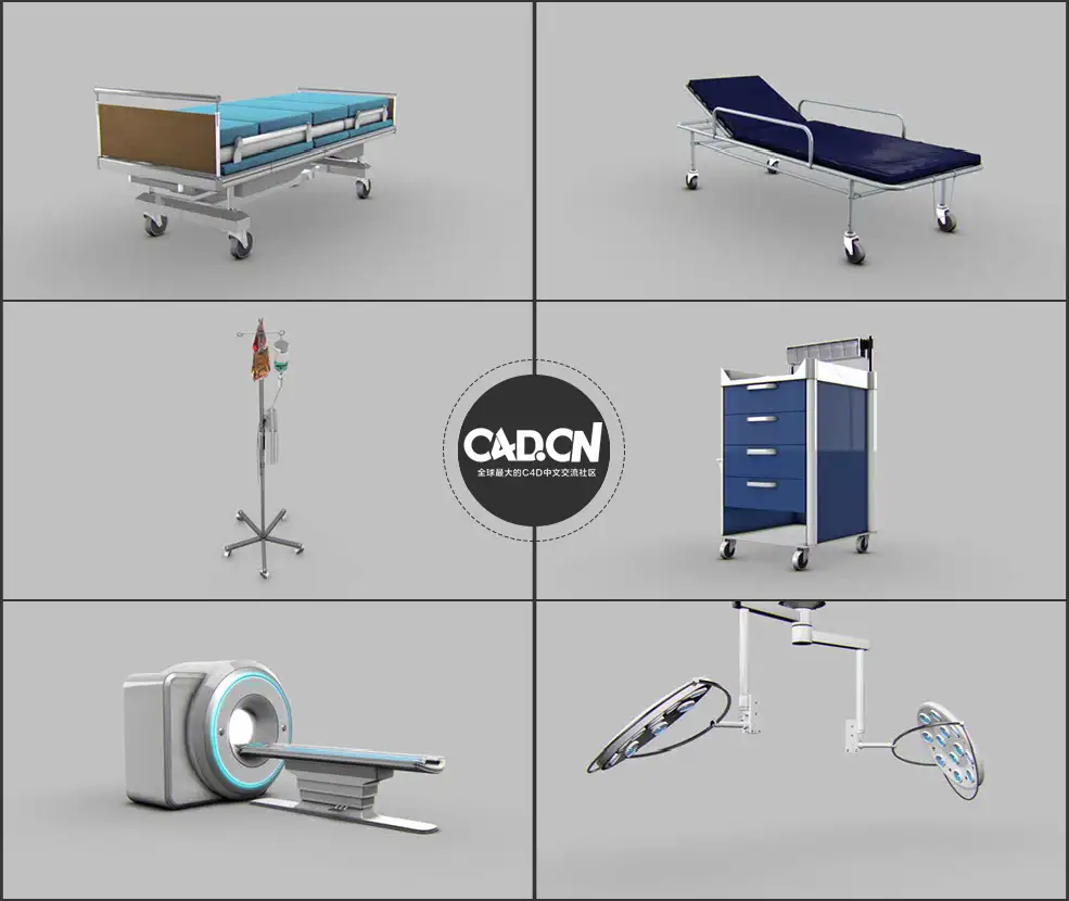 20套C4D医疗器械模型 病床 听诊器 CT设备 血压监测 Medical Pack: 20+ C4D 3D Models - C4D之家 - 未命名-2.jpg