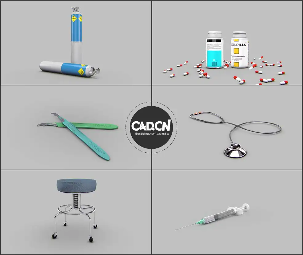 20套C4D医疗器械模型 病床 听诊器 CT设备 血压监测 Medical Pack: 20+ C4D 3D Models - C4D之家 - 未命名-3.jpg