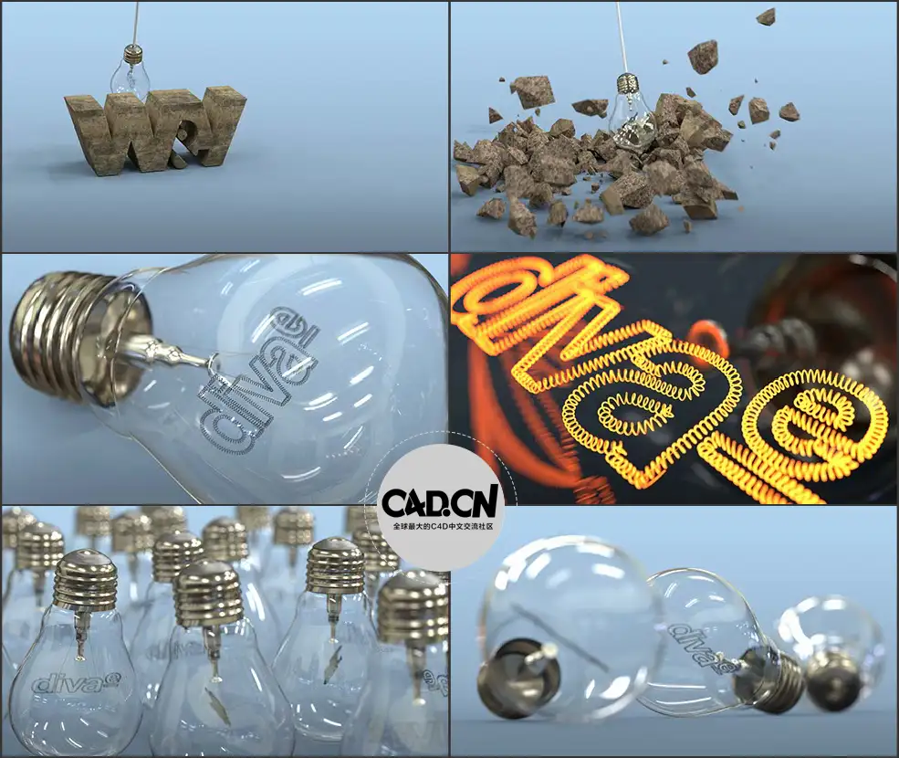 C4D redshift工程 灯泡标志动画工程 灯泡创意标题文字 - C4D之家 - 未命名.jpg