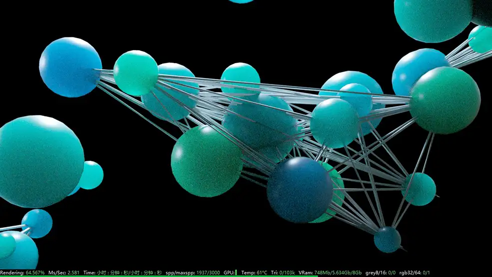 C4D x-partcles+Octane Render透明圆球连线动画工程文件 - C4D之家 - 4.jpg