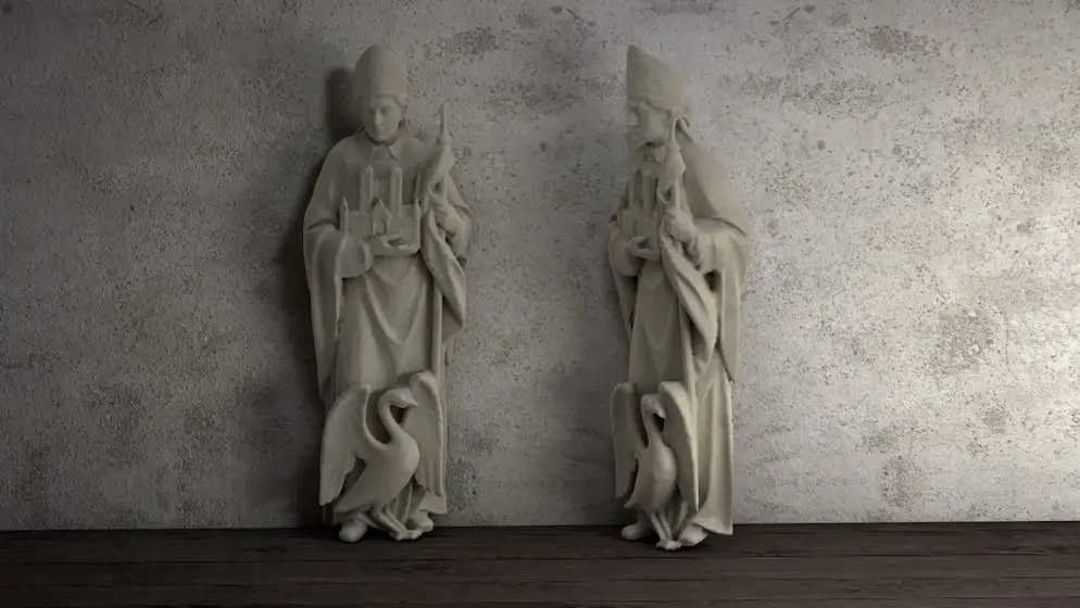 国外佛教人物与鹅C4D雕塑模型 Saint Hugh