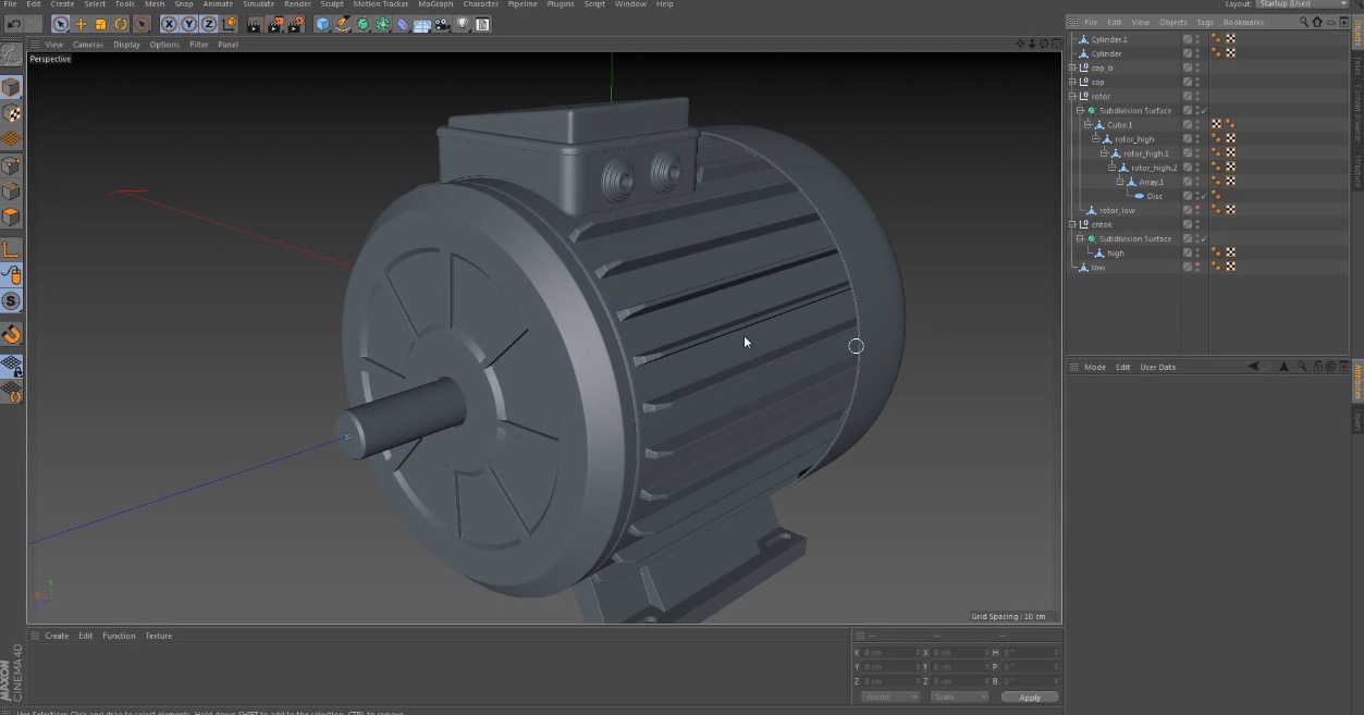 C4D空气泵建模视频教程 Cinema 4D hard surface modeling compressor
