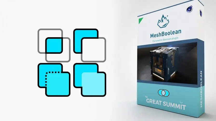 C4D多边形模型布尔插件MeshBoolean v1.6 For Cinema 4D R17/R18/R19 Win/Mac - C4D之家 - Meshboolean_16-9_verpakking-896x504.jpg