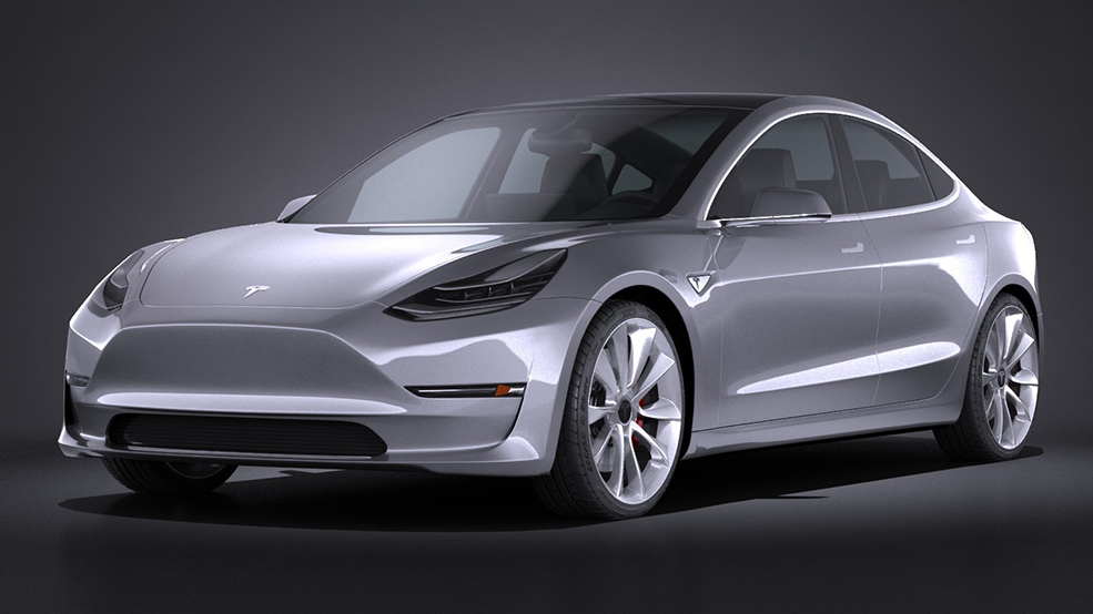 特斯拉电动汽车C4D模型 Tesla Model 3 2018(C4D/FBX/OBJ/MAX等格式)