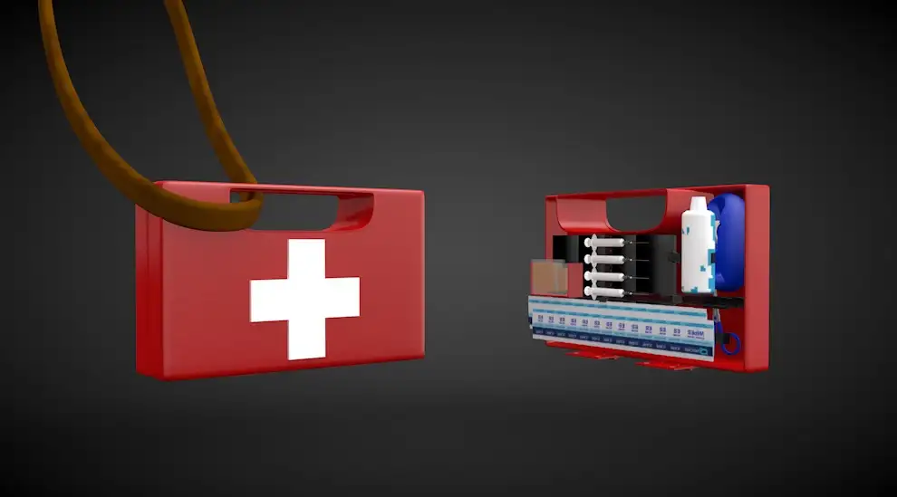 卫生急救包 医疗包C4D模型 Medkit rig