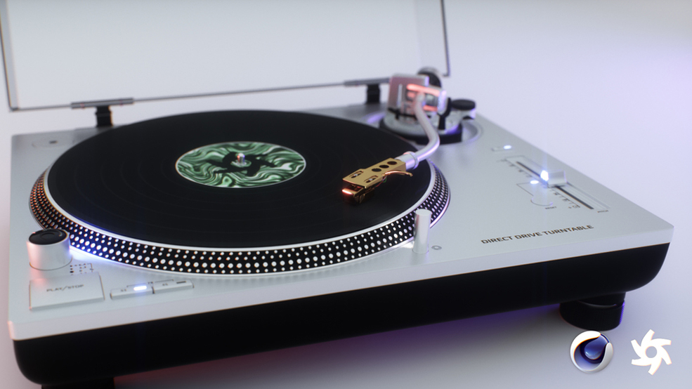 C4D Octane Renderer黑胶唱片转盘模型 Vinyl Turntable