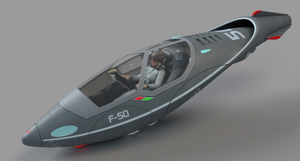 科幻飞行器飞行员C4D模型 Aircraft Spiti Pilot