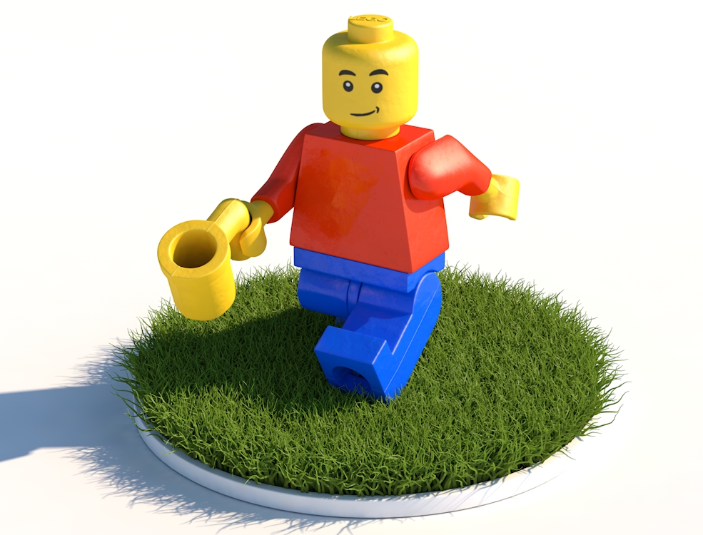 草坪上的乐高玩具C4D模型 Lego