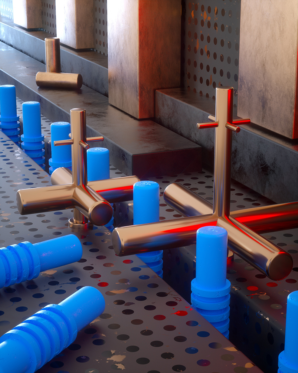 C4D实用工程第694季：流水线金属旋转检查动画C4D工程 C4D Project[Cinema4D - Octane]
