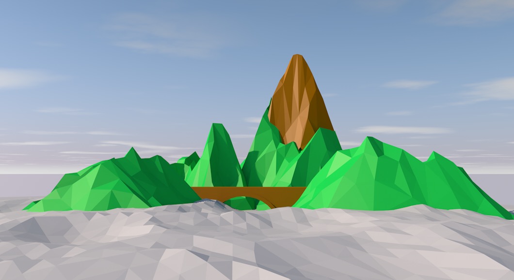 C4D低面多边形山峰模型
