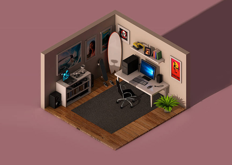 C4D室内渲染模型 isometric room physical - C4D之家 - isometric_room_free-C4D-3D-Model-Cinema-4D-Banner.jpg